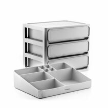 Innovagoods Makeser Organizador de Maquillaje - 3 Cajones - Bandeja Extraible con 9 Compartimentos - 26x29x19.5cm - Color Gris