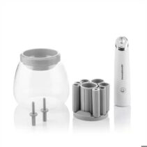 Innovagoods Maklin Limpiador y Secador Automatico de Brochas de Maquillaje - Velocidad 7000rpm - Inalambrico - 12x10cm - Color Blanco y Gris
