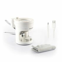 Innovagoods Clail Cortauñas con Lupa - 8 Aumentos - Cable USB de 80cm - Luz LED - Incluye Accesorios - Altura Ajustable - Base Antideslizante - 10.5x8.2x5.6cm - Color Gris