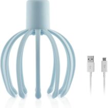 Innovagoods Helax Masajeador de Cabeza Inalambrico - Bateria 650mAh - Vibracion 360º - Cable USB-C - Recargable - Silencioso - 13x17.5cm - Color Azul