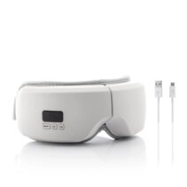 Innovagoods Eyesky Masajeador de Ojos con Compresion de Aire 4 en 1 - Bluetooth - Bateria 1000mAh - Recargable - Funcion Calor - 22x12.5x9cm - Color Gris