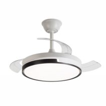 Daewoo Ventilador de Techo de 90cm - 30W - Aspas Retractiles - Luz LED Integrada - Incluye Kit de Instalacion - Ultra Silencioso - Temporizador - 6 Velocidades - Funcion Reversible - Color Blanco