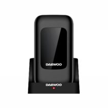 Daewoo Telefono Movil de Tapa - Doble Pantalla 2.8" y 1.77" - Teclas Grandes - RAM 48Mb - ROM 128Mb - 1000mAh - Camara 0.3Mp - 4G Dual SIM - Jack 3.5mm - Radio FM - Base de Carga USB-C - Color Negro