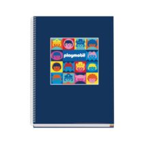 Dohe Playmobil Cuaderno Espiral A4 100 Hojas Microperforadas Cuadricula 5mm - Tapa Dura Carton Forrado - Bandas de Color