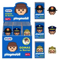 Dohe Playmobil Expositor de 24 Gomas de Borrar - Fabricadas en PVC - Decoradas Playmobil Policia