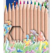 Staedtler Noris Natural Pack con 12 Lapices de Colores Hexagonales - Madera Certificada FSC - Cuerpo de Color Madera Natural