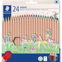 Staedtler Noris Natural Pack con 24 Lapices de Colores Hexagonales - Madera Certificada FSC - Cuerpo de Color Madera Natural