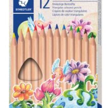 Staedtler Noris Natural Jumbo Pack con 12 Lapices de Colores Triangulares - Mina de 4mm - Madera Certificada FSC - Cuerpo de Color Madera Natural