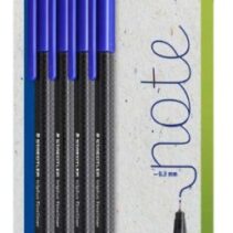 Staedtler Triplus Fineliner 334 Pack de 4 Rotuladores de Punta Fina - Trazo de 0.3mm aprox. - Tinta Antisecado a Base de Agua - Carcasa Fabricada en un 97% de Plastico Reciclado - Color Azul