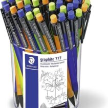 Staedtler Graphite 777 Expositor con 50 Portaminas 0.7mm - Cuerpo Engomado - Goma de Borrar - Colores Surtidos