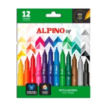 Alpino Up Pack con 12 Rotuladores de Colores - Punta 1mm - Para Trazos Finos y Detallados - Tinta a Base de Agua - Colores Surtidos