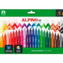 Alpino Up Pack con 24 Rotuladores de Colores - Punta 1mm - Para Trazos Finos y Detallados - Tinta a Base de Agua - Colores Surtidos