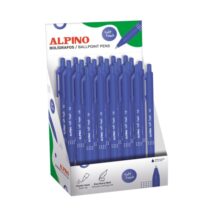 Alpino Soft Touch Expositor con 24 Boligrafos Retractiles - Punta 1mm - Tacto Suave - Tinta Azul - Color Azul