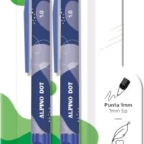 Alpino Dot Pack con 2 Boligrafos Retractiles - Punta 1mm - Agarre Suave - Tinta Azul - Color Azul