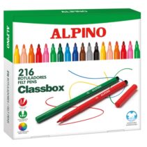 Alpino Pack Economy con 216 Rotuladores de Colores - Punta de 3mm - Superlavables y Brillantes - Uso Escolar - Desarrolla la Creatividad - Colores Surtidos