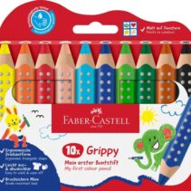 Faber-Castell Grippy Pack con 10 Lapices de Colores Gruesos Mina XXL Suave - Forma Triangular con Grip - Colores Surtidos