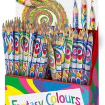 Faber-Castell Fantasia Expositor con 84 Lapices con Mina Multicolor - Modelos Standard y Jumbo - Cuerpo Triangular Decorado - Madera de Bosques Sostenibles