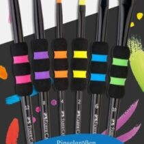 Faber-Castell Pack de 6 Pinceles Sinteticos de Diferentes Tamaños y Colores - Agarre Soft Touch - Color del Cuerpo Negro