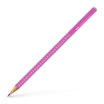 Faber-Castell Sparkle Aurora Lapiz Triangular de Grafito B - Mina Resistente a la Rotura - Con Cabelilla Plateada - Color del Cuerpo Fucsia