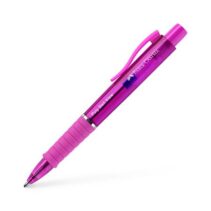 Faber-Castell Poly Ball View Aurora Colours Boligrafo Retractil XB - Cuerpo Translucido - Grip de Agarre - Tinta Azul - Color Fucsia