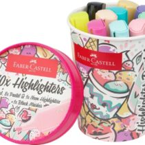 Faber-Castell Textliner 46 Pastel Pack de 10 Marcadores Fluorescentes - Diseño del Pack Tarrina de Helado - Punta Biselada - Trazo entre 1mm y 5mm - Tinta con Base de Agua - Colores Surtidos