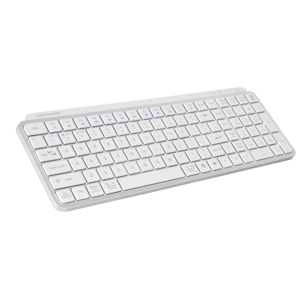 Mars Gaming MK-SILENKEYS Teclado Completo Inalambrico - Bluetooth - Disposicion Inglesa QWERTY US - 720mAh - Teclas Silenciosas de Perfil Bajo - Accesos Directos - 384x132x24mm - Color Blanco