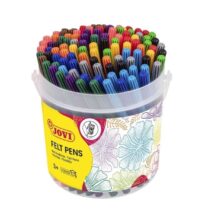 Jovi Felt Pens Bote con 120 Rotuladores - Punta de 2mm - Tinta de Gran Fijacion - Capuchon de Seguridad Ventilado - Colores Surtidos