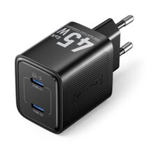 Vention Cargador de Pared - 45W - GaN - Cable de 1m Incluido - 2xUSB-C - Carga Rapida - Color Negro