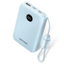 Vention Powerbank de 10000mAh - Potencia de Salida hasta 22.5W - USB-A - USB-C - Pantalla LED - Cable USB-C de 17cm - Apto para Viajes Aereos - Color Azul