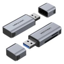 Vention Lector de Tarjetas TF y SD - USB-A 3.0 - Aluminio - Plug and Play - Color Gris