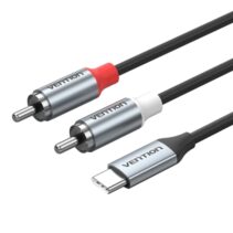Vention Cable DAC de Audio - Longitud 1m - 2xRCA - USB-C - Chaqueta de TPE - Carcasa de Aluminio - Color Gris