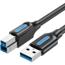 Vention Cable de Impresora - Longitud 1.5m - USB-A - USB-B 3.0 - Transferencia hasta 5Gbps - PVC - Acabado Niquelado - Color Negro