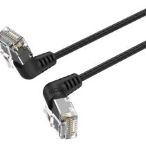 Vention Cable de Red Acodado Cat.6a UTP - Slim - Longitud 3m - Velocidad hasta 10Gbps - 32 AWG - Cubierta de PVC - Cabeza Rotatoria 360º - Color Negro