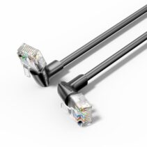 Vention Cable de Red Acodado Cat.6a UTP - Slim - Longitud 15m - Velocidad hasta 10Gbps - 32 AWG - Cubierta de PVC - Color Negro