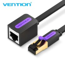 Vention Cable Extensor de Red Cat.7 - Longitud 1m - Velocidad hasta 10Gbps - 30AWG - Conectores Chapados en Oro - Color Negro