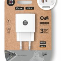 TechOneTech Cargador Doble de Pared USB-A a USB-C  12W Blanco