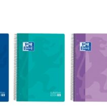 Oxford Cuaderno de Espiral - Formato A4+ - 120 Hojas - Cuadricula 5x5mm - Tapa de Plastico - Colores Vivos Surtidos