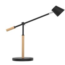 Unilux Vicky Lampara LED de Escritorio - 3 Niveles de Intensidad - Puerto USB - Interruptor Tactil - Madera de Haya - Color Negro