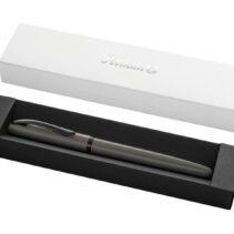 Pelikan Jazz Noble Pluma Estilografica - Punta M - Cuerpo Satinado con Detalles Cromados - Mecanismo de Cartucho Universal - Estuche de Regalo - Color Gris Oscuro