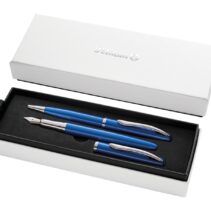 Pelikan Jazz Noble Set de Boligrafo y Estilografica - Cuerpo Satinado con Detalles Cromados - Incluye Estuche de Regalo - Color Zafiro