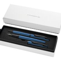 Pelikan Jazz Noble Set de Boligrafo y Estilografica - Cuerpo Satinado con Detalles Cromados - Incluye Estuche de Regalo - Color Aguamarina