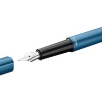 Pelikan Ineo Pluma Estilografica - Punta M - Caja Metalica - Aluminio Anodizado Satinado - Forma de Gota Antivuelco - Incluye Recambio - Color Azul