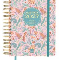 Finocam Vitae Agenda de Espiral en Catalan - 16 Meses - Semana Vista Horizontal - Formato 4º - 155x217mm - Tapa Dura - Papel de 80g/m2 - Goma Elastica - Bolsillo con Fuelle - Multicolor