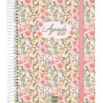 Finocam Cloe Agenda de Espiral en Catalan - 16 Meses - Semana Vista Horizontal - Formato E10 - 155x212mm - Tapa Dura - Papel de 100g/m2 - Goma Elastica - Adhesivos Tematicos - Multicolor