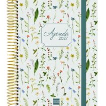 Finocam Cloe Agenda de Espiral en Catalan - 16 Meses - Semana Vista Horizontal - Formato E10 - 155x212mm - Tapa Dura - Papel de 100g/m2 - Goma Elastica - Adhesivos Tematicos - Multicolor