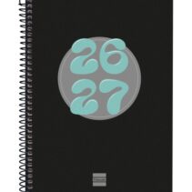 Finocam Cool Agenda Escolar 26/27 en Catalan - Semana Vista Horizontal - Formato 4º - 155x212mm - Tapas de Carton Forrado - Papel de 80g/m2 - Espiral - Esquinas Microperforadas - Color Negro