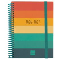 Finocam Diva Agenda Escolar 26/27 en Catalan - Semana Vista Horizontal - Formato 8º - 120x164mm - Tapas de Carton Forrado - Papel de 80g/m2 - Espiral - Esquinas Microperforadas - Multicolor