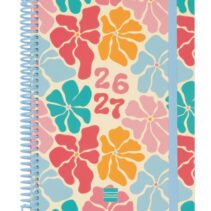 Finocam Diva Agenda Escolar 26/27 en Catalan - Semana Vista Horizontal - Formato 4º - 155x212mm - Tapas de Carton Forrado - Papel de 80g/m2 - Espiral - Esquinas Microperforadas - Multicolor