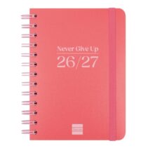 Finocam Cosmo Flex Agenda Escolar 26/27 en Catalan - Semana Vista Horizontal - Formato 8º - 120x169mm - Tapas de Polipropileno - Papel de 80g/m2 - Espiral - Esquinas Microperforadas - Color Rojo