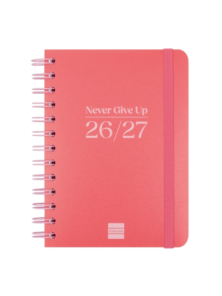 Finocam Cosmo Flex Agenda Escolar 26/27 en Catalan - Semana Vista Horizontal - Formato 8º - 120x169mm - Tapas de Polipropileno - Papel de 80g/m2 - Espiral - Esquinas Microperforadas - Color Rojo
